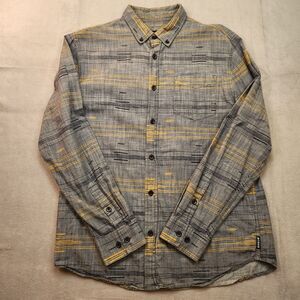 Prana Button Down Shirt Men's M‎ Gray Striped Long Sleeve Casual Pocket Woven